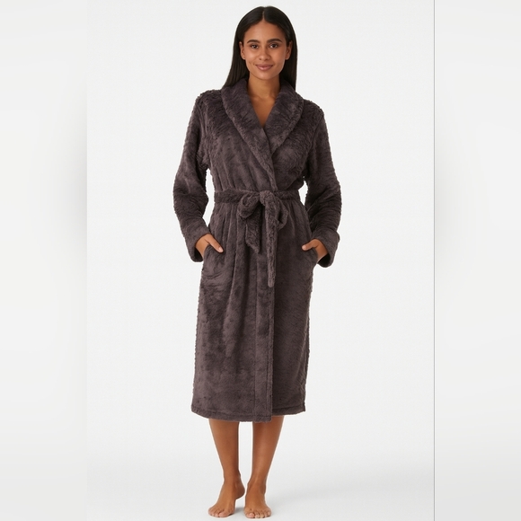 Soma Other - Soma Embraceable Luxe Marble Long Robe Java Brown Fluffy Cozy Warm Small /Medium